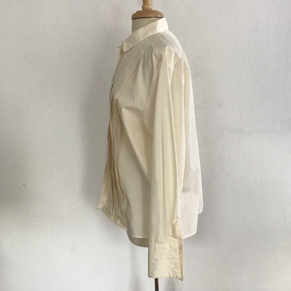 Talbots pleated front tuxedo style button up shirt size 14 - Picture 2 of 6